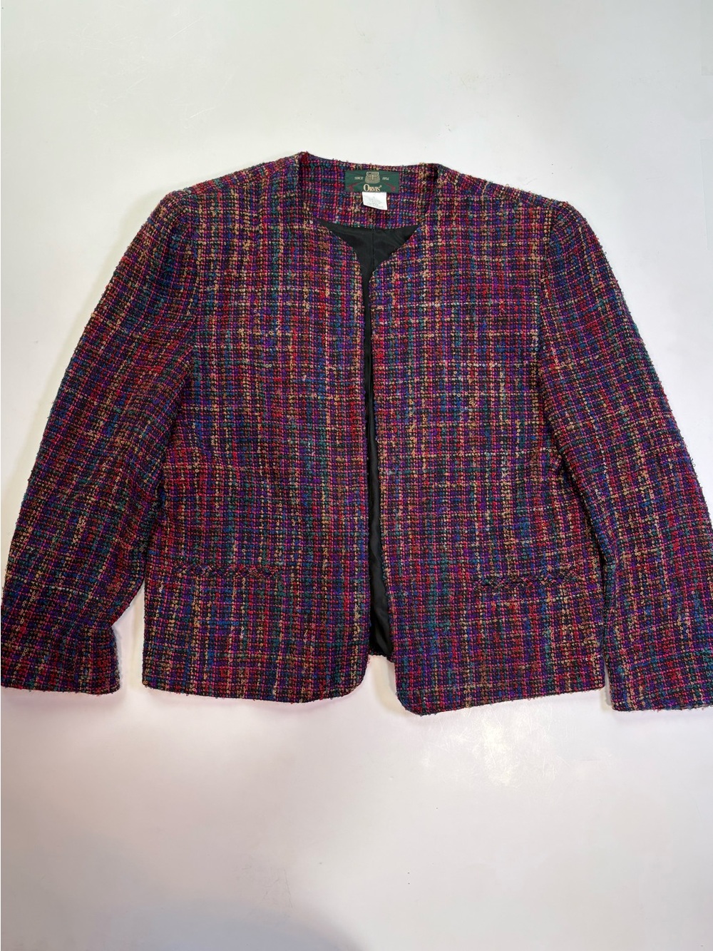 Orvis Vintage Multicolor Tweed Collarless Jacket